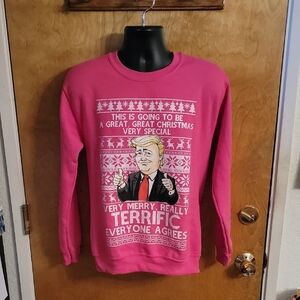President Trump Pink Ugly Christmas Sweater Size Small